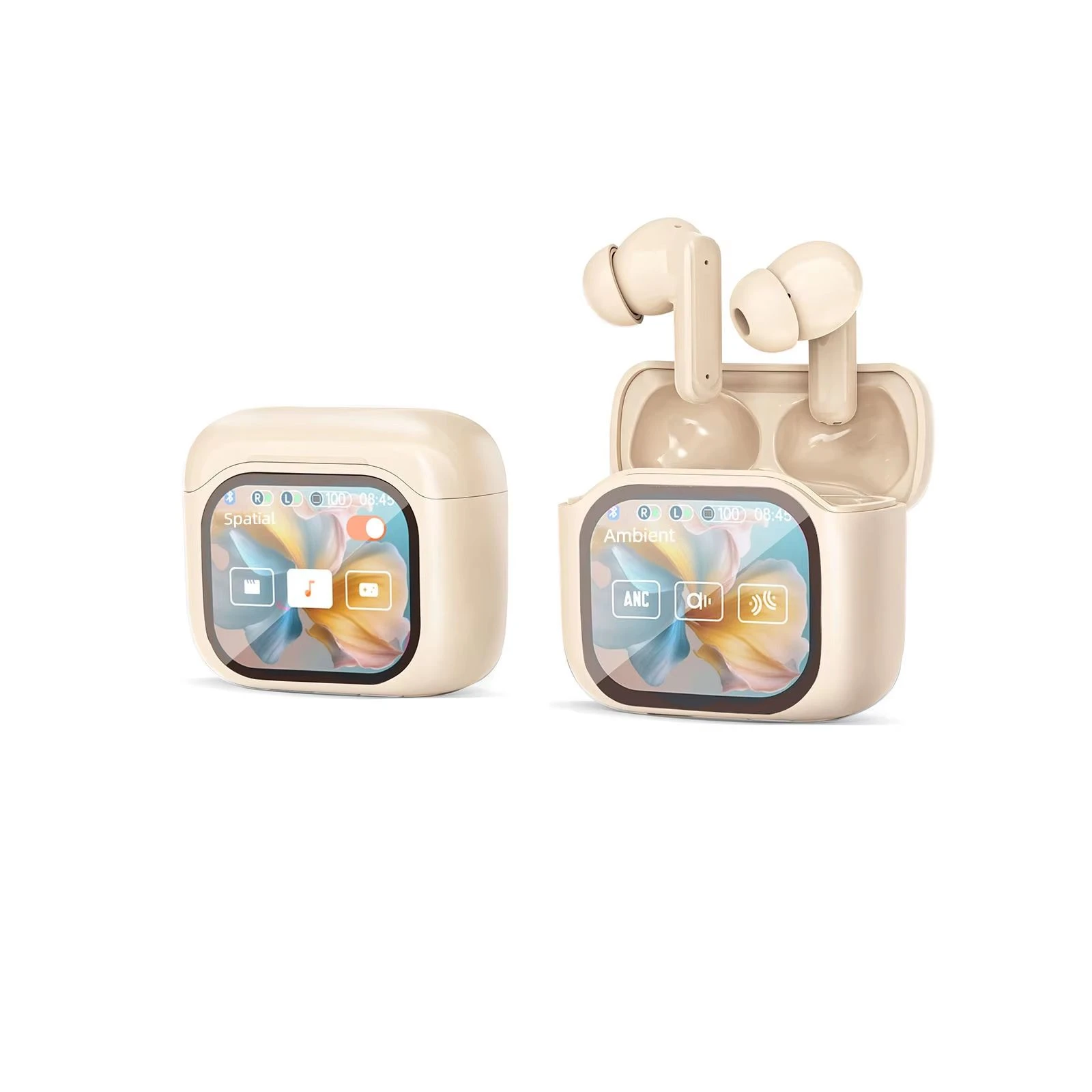 in-Ear True Wireless Stereo Headphones V5.3 Charging Case Touch Screen Noise Reduction Digital Display